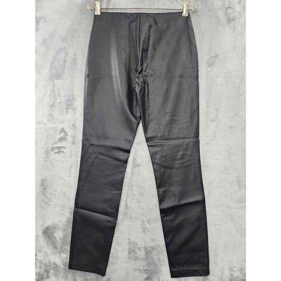 Venus Pants Womens 4 Black Faux Leather Mid Rise Skinny Ankle Stretch Side Zip - Picture 3 of 12